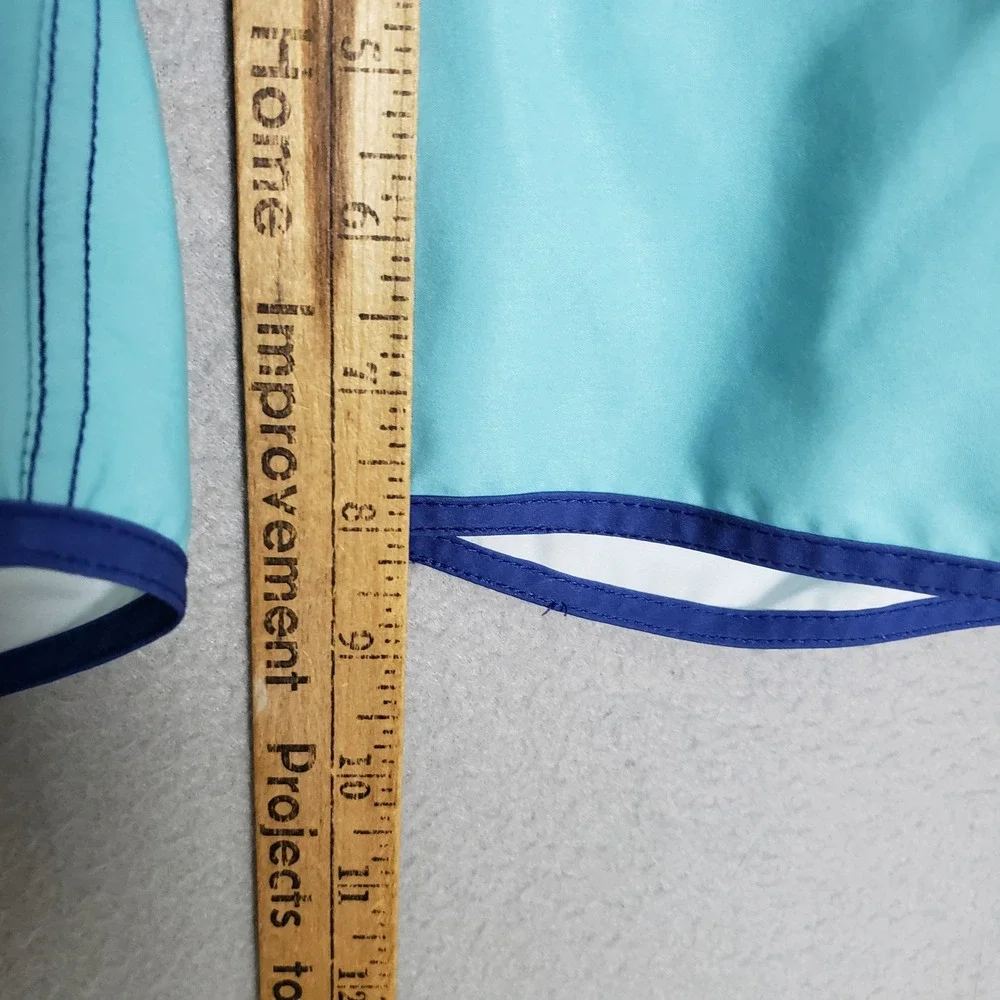 Fair Harbor Size L Anchor Lined Swim Shorts Aqua Cobalt Colorblock Stripe Surf